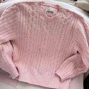 Hollister oversized pink cable knit sweater!